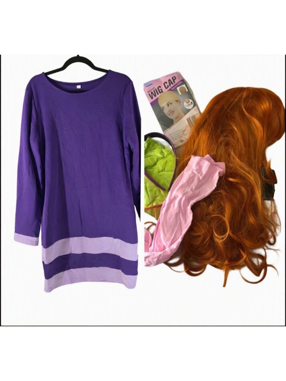 Scooby-Doo Daphne Halloween Costume Dress Wig Accessories XXL